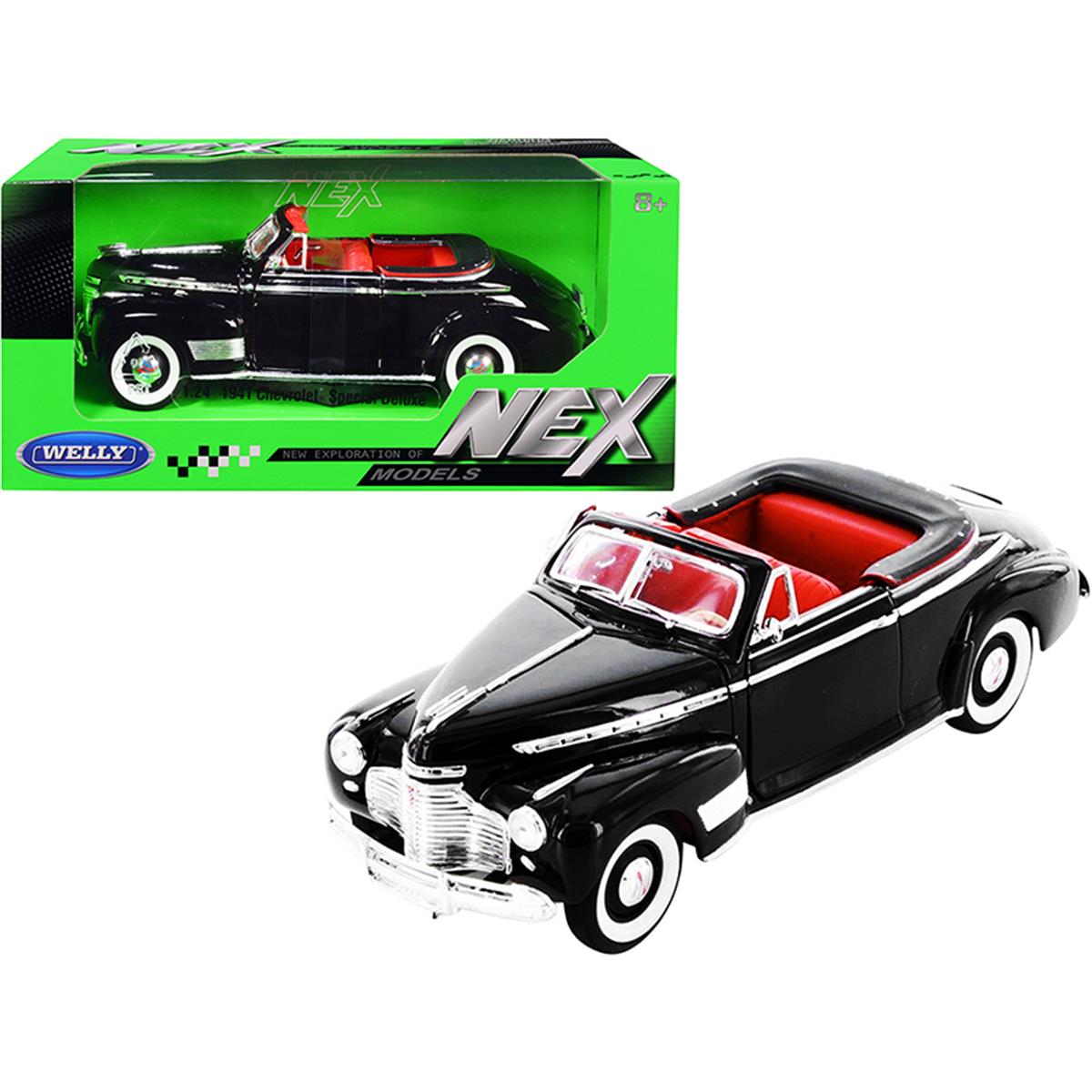 2297 Welly  1 24 Scale Special Deluxe Convertible 1941 Chevrolet Diecast Model Car with Interior NEX Models Black & Red