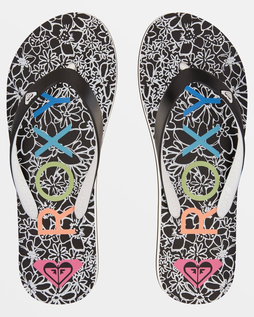 ROXY WOMENS Roxy "Tahiti" Women's Flip Flops   Black White Black Print
