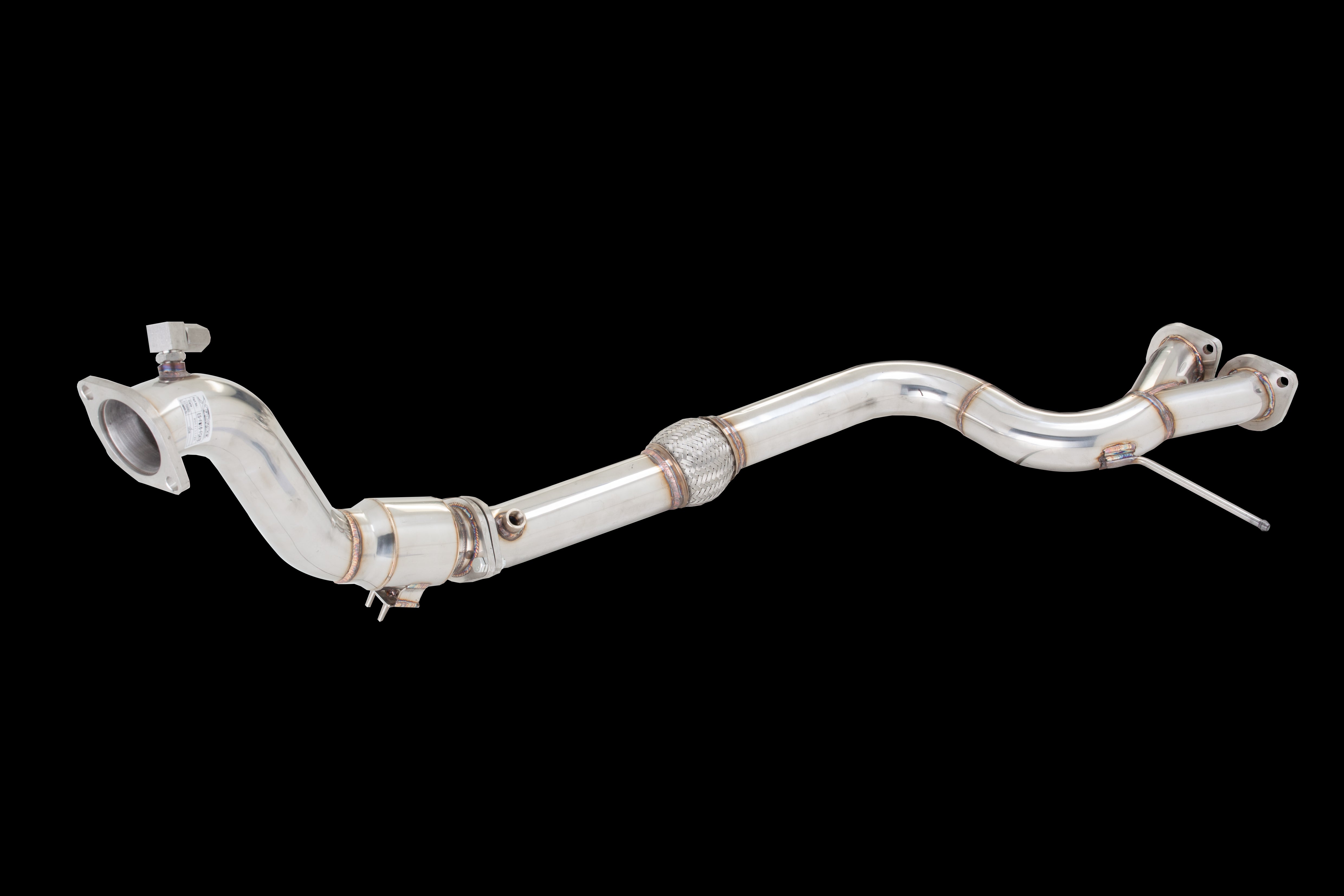 XFORCE Ford Mustang EcoBoost 20015  Twin 3" Stainless Steel Dump Pipe With High Flow Metallic Cat; Exhaust Manifold Down Pipe