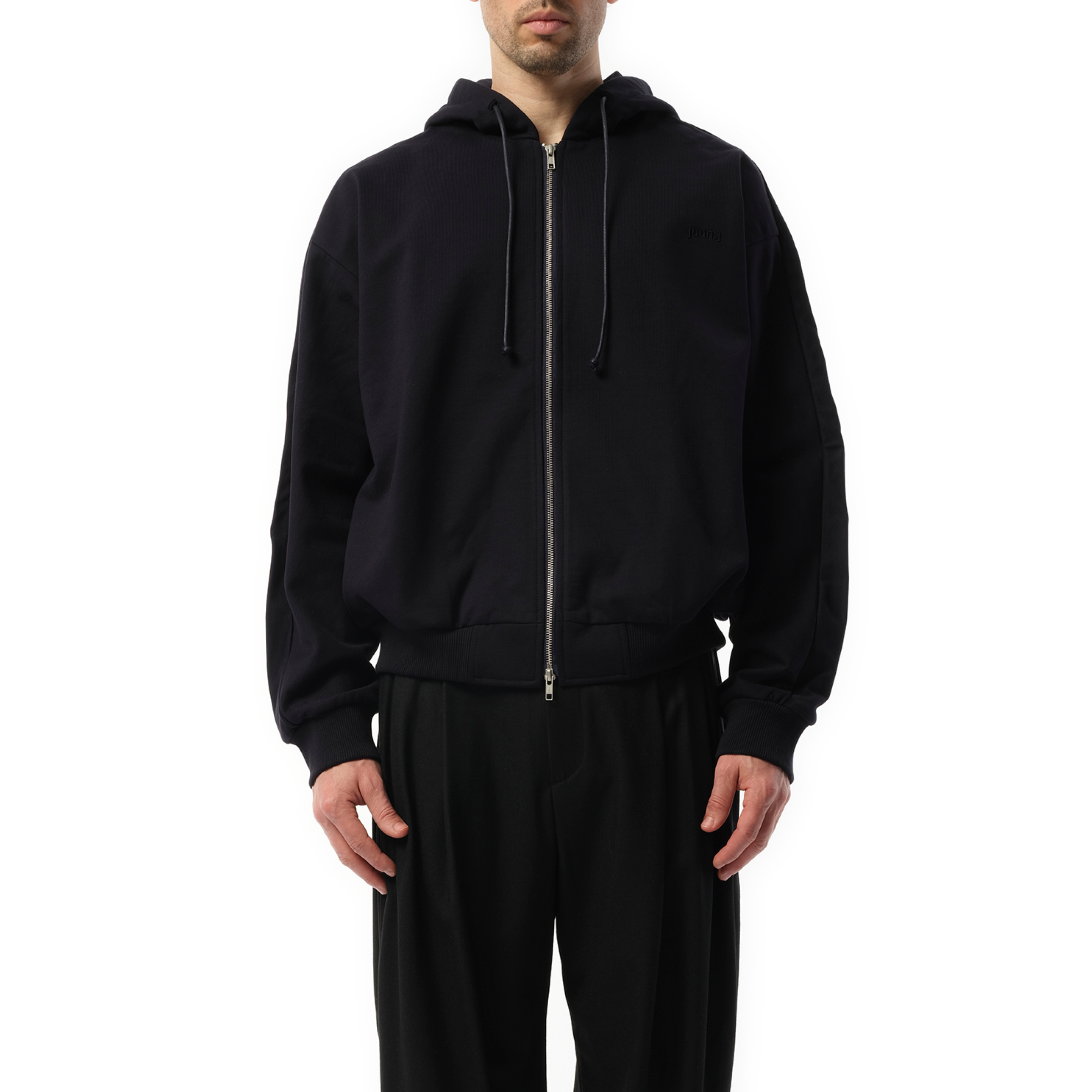 JUUNJ Essential Zip Up Hoodie in Navy