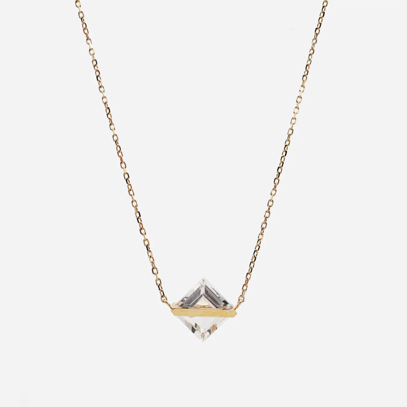 JANUKA Band 10K Gold Necklace w. White Quartz