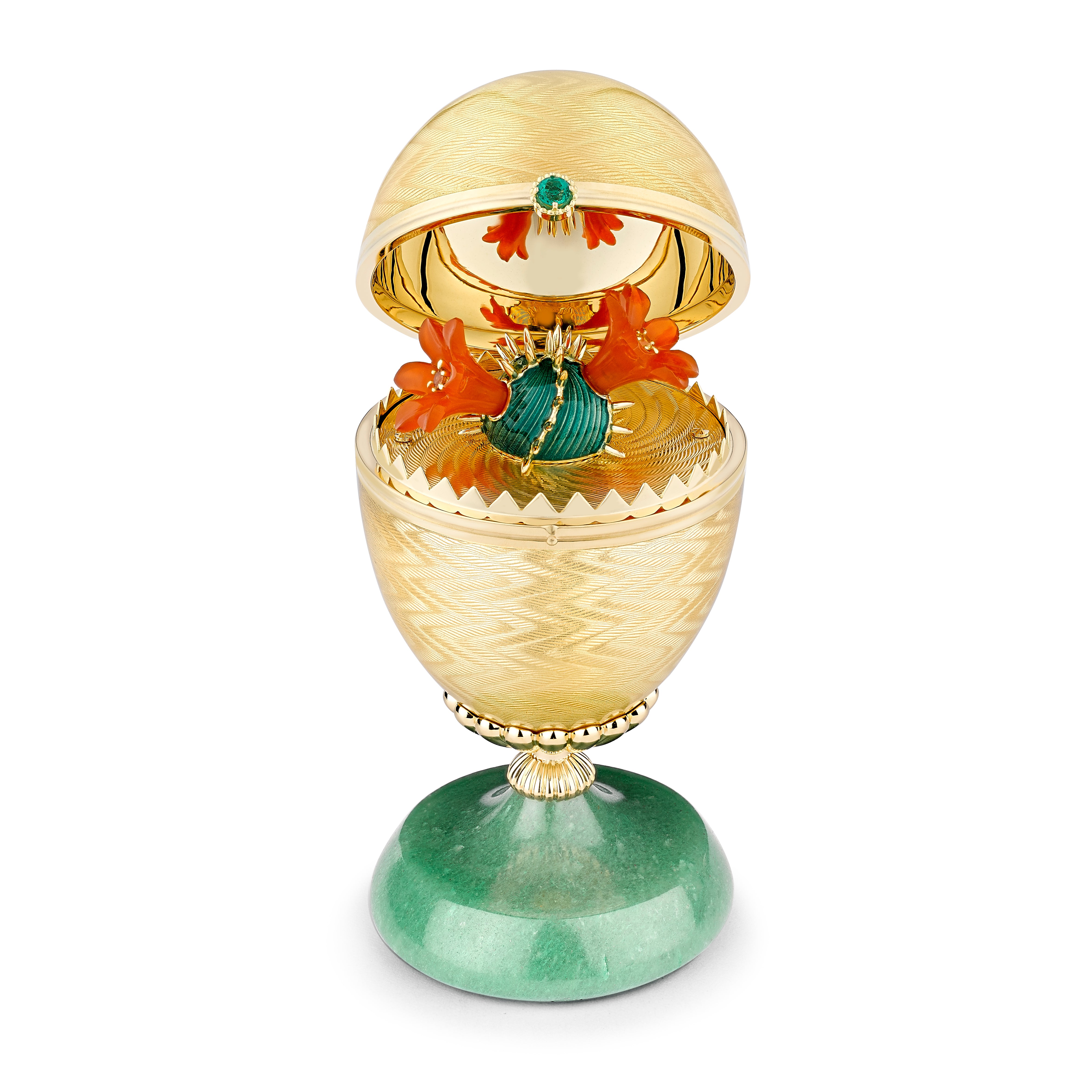 FABERGÉ Limited Edition Guilloché Enamel Cactus Surprise Egg Objet