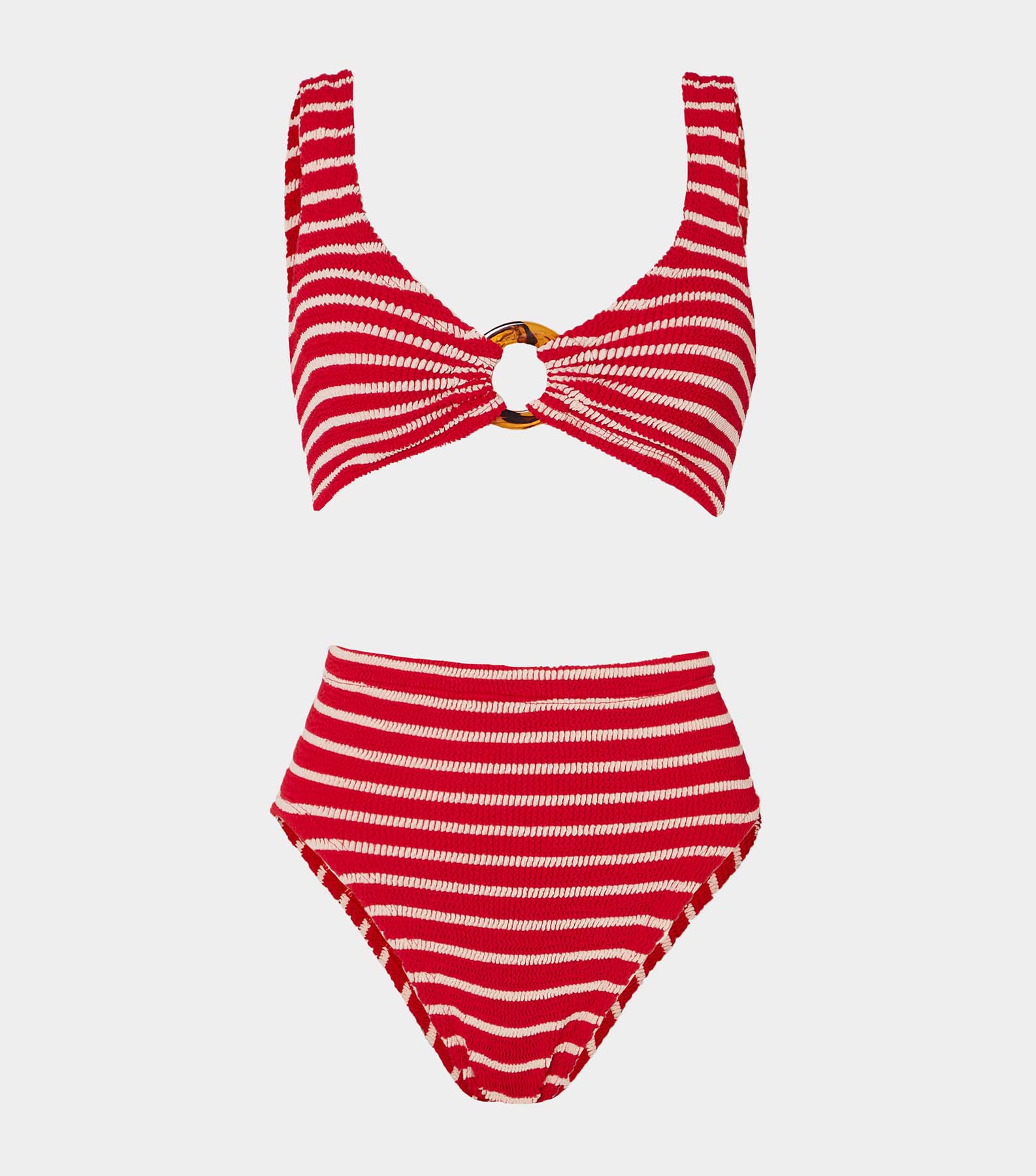 HUNZA G Nadine Bikini   Red White Stripe