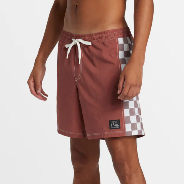 QUIKSILVER Quiksliver Original Arch Volley Checkerboard Boardshorts 17"   Sienna