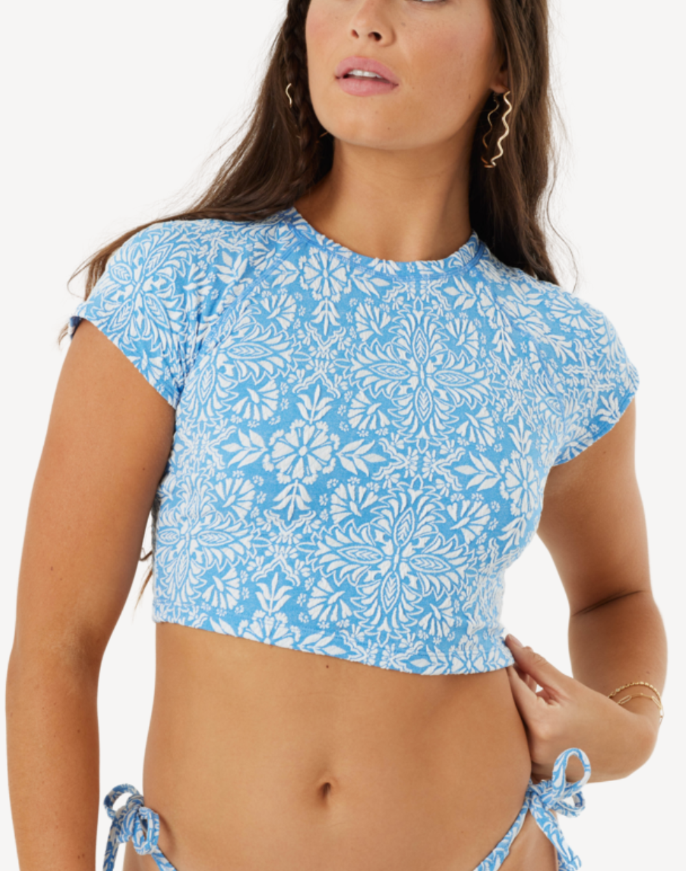 ROXY Tile Tranquility Crop Short Sleeve Bikini Top