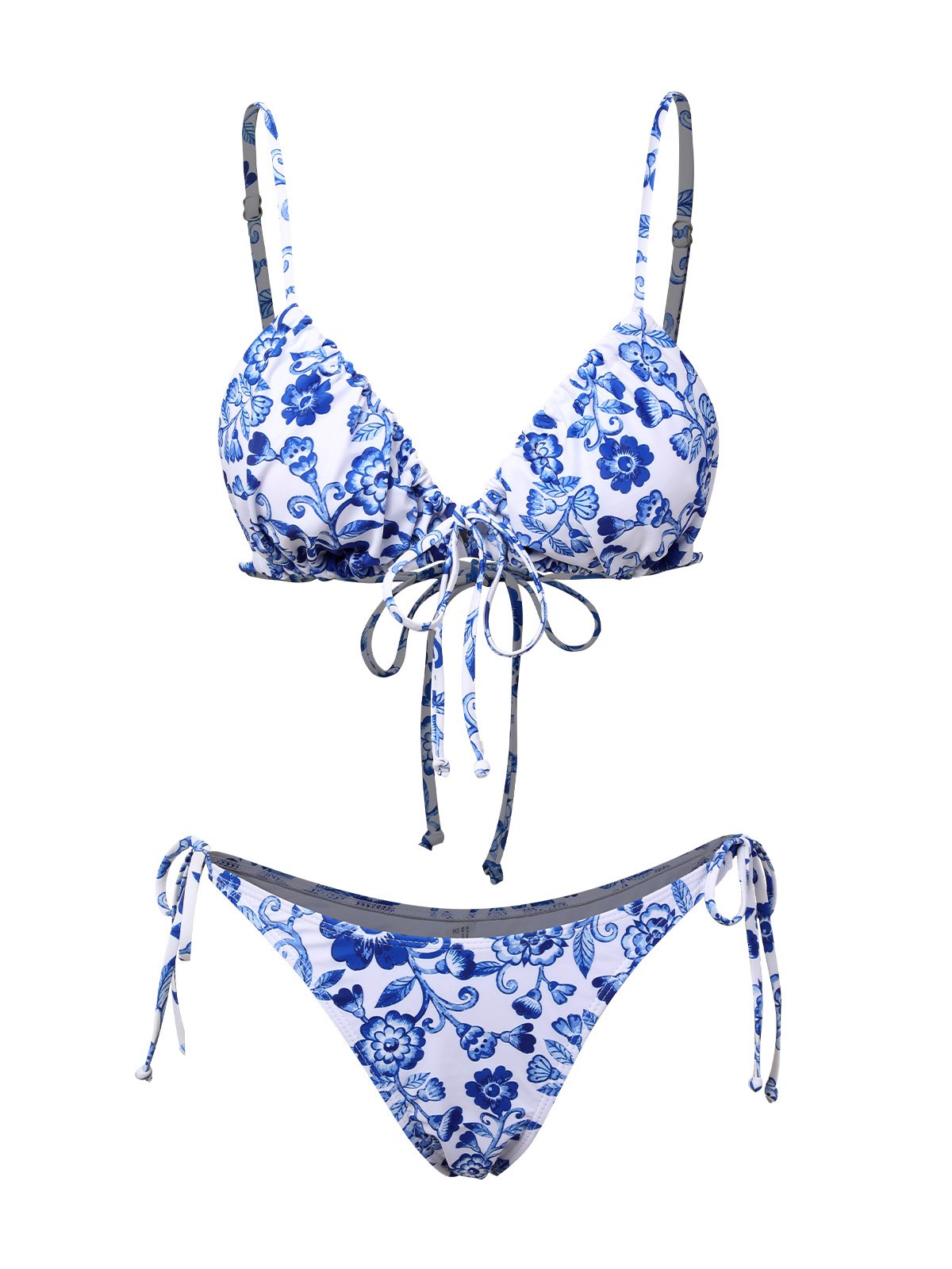 RETRO STAGE Blue & White 1950s Porcelain Strappy Bikini