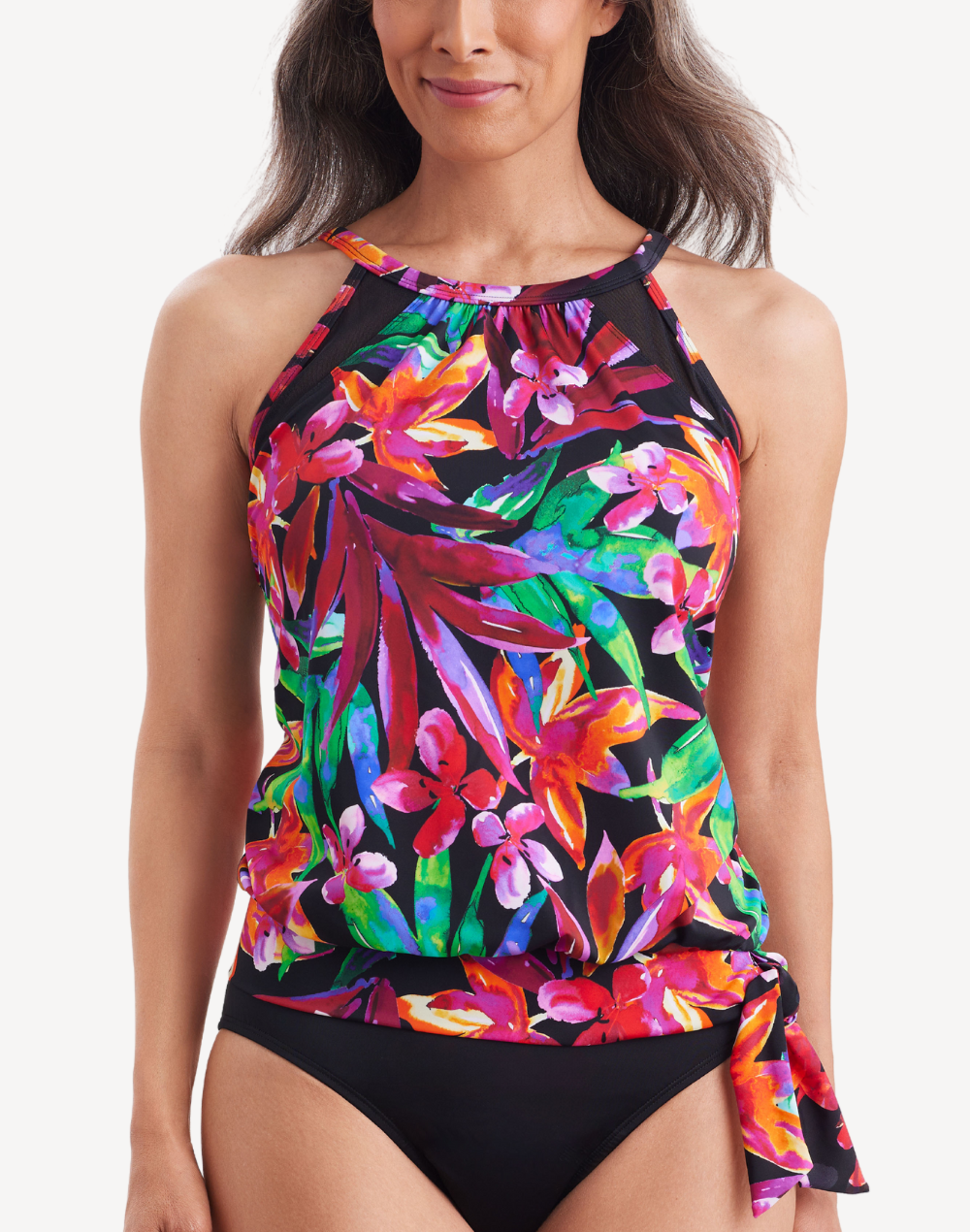 SHAPE SOLVER Secret Jungle High Neck Tankini Top
