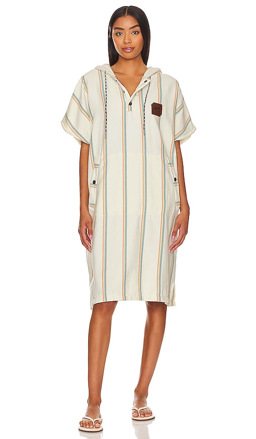 Slowtide Baja Stripe Poncho in Cream