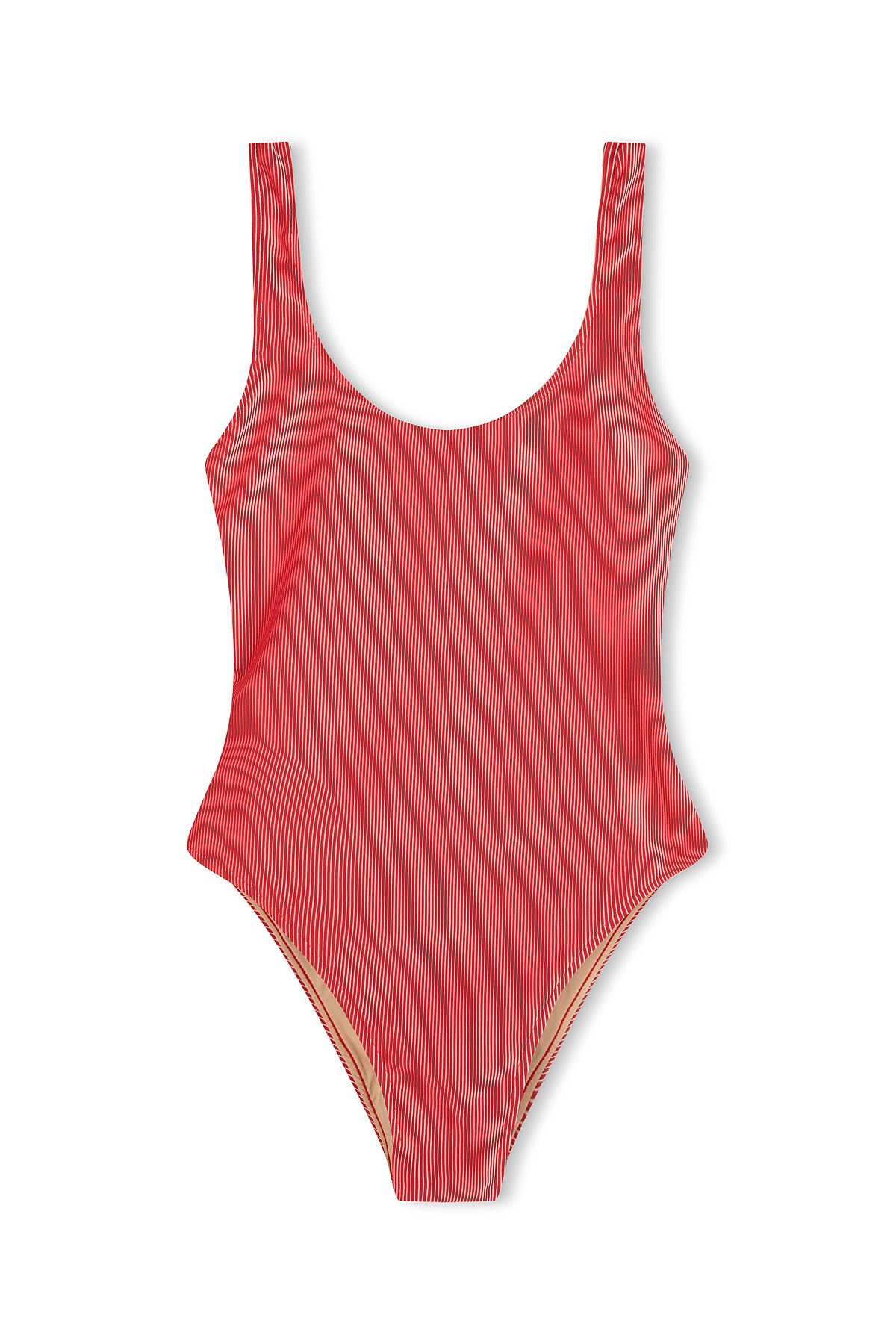 ZULU & ZEPHYR Signature Stripe Scooped Back One Piece   Chilli Red