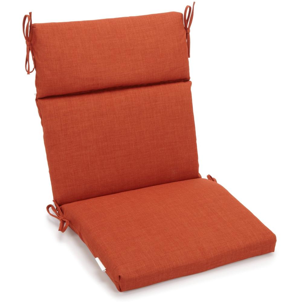 2736 22 inch by 45 inch Spun Polyester Solid Outdoor Squared Seat  Back Chair Cushion  Cinnamon