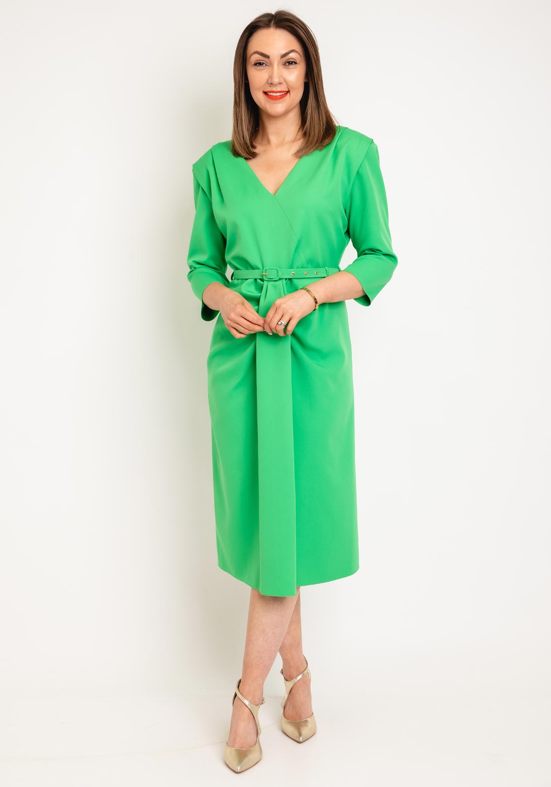 Coco Doll Jazz Belted Aline Dress  Green