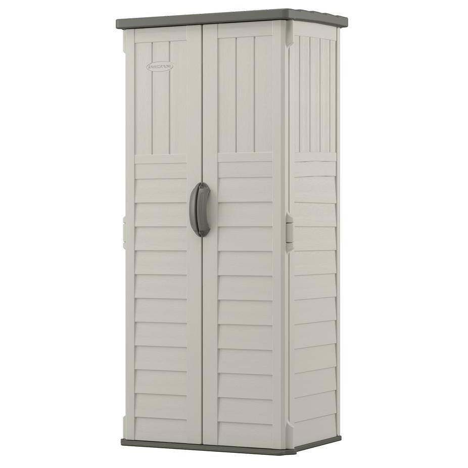 2736 Outdoor Heavy Duty 22 Cubic Ft Vertical Garden Storage Shed in Taupe Grey