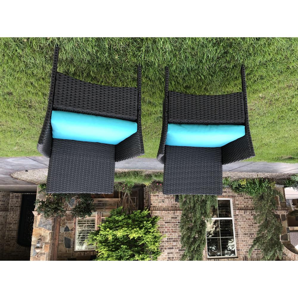 2736 Resin Wicker Steel Contemporary Arm Chair with Cushions (Set of 2)