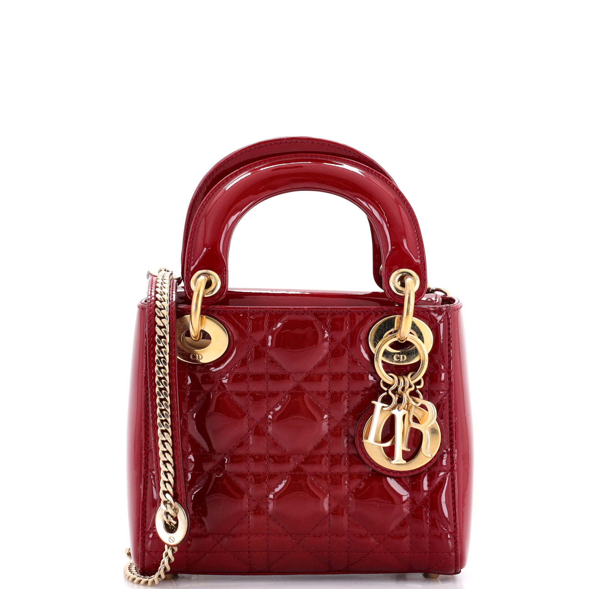2860 Lady Dior Chain Bag Cannage Quilt Patent Mini