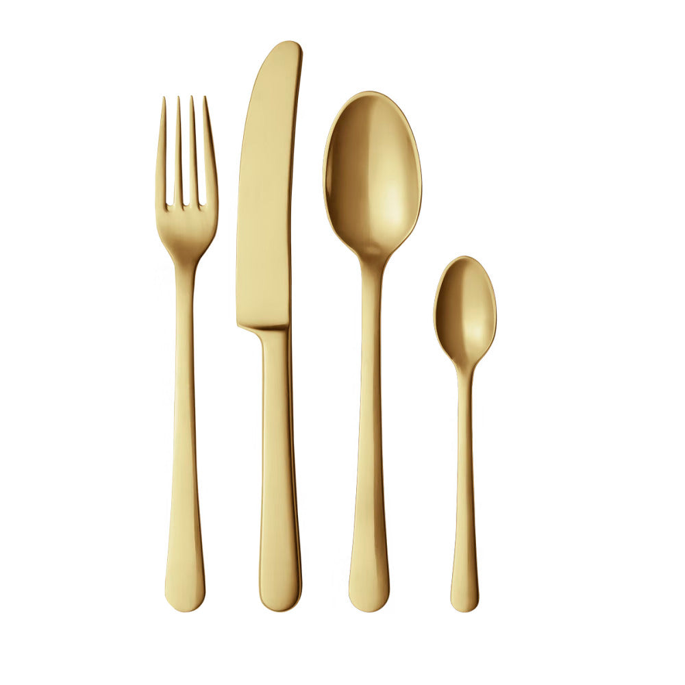 2507 GEORG JENSEN COPENHAGEN 16 Piece Matte Gold Cutlery Set