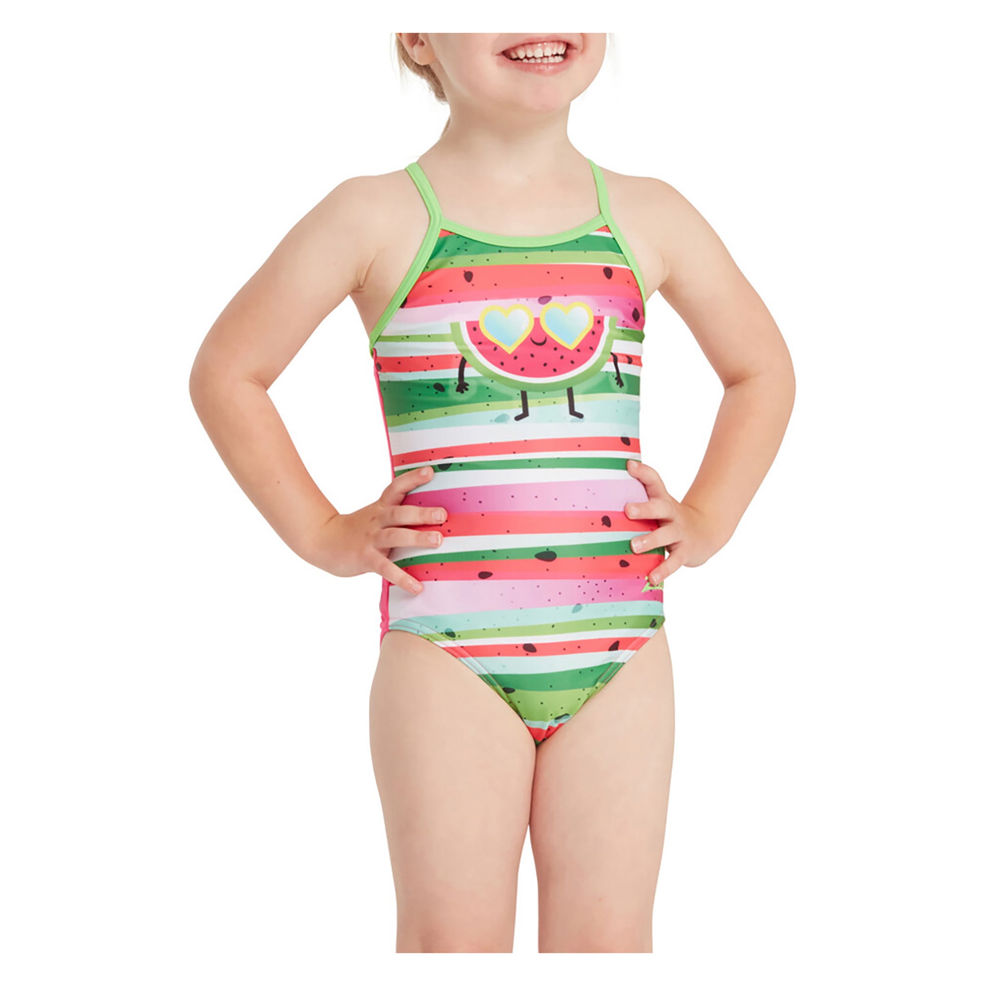 ZOGGS Girl's Melon Smile TexBack One Piece Swimsuit