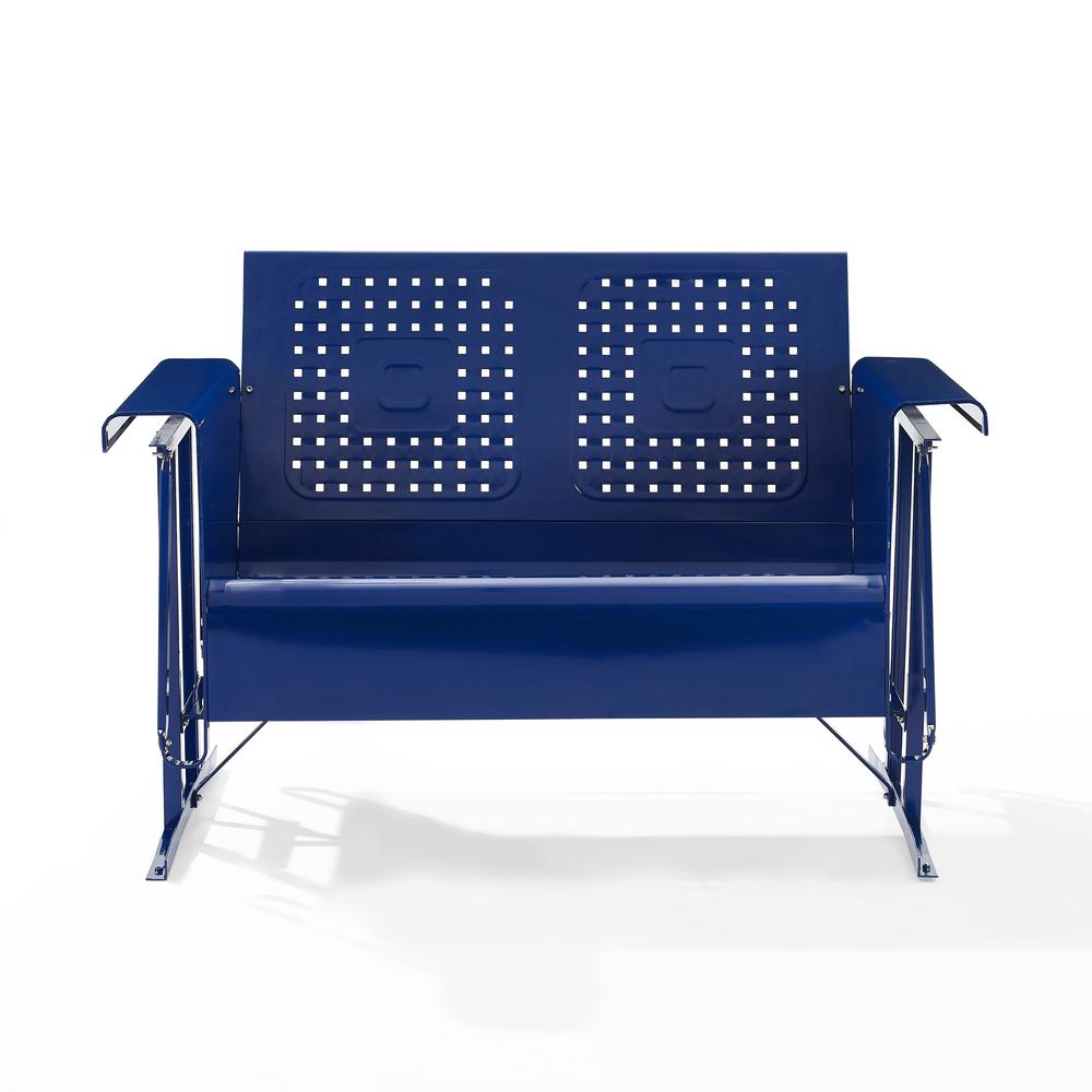 2736 Bates Outdoor Metal Loveseat Glider Navy