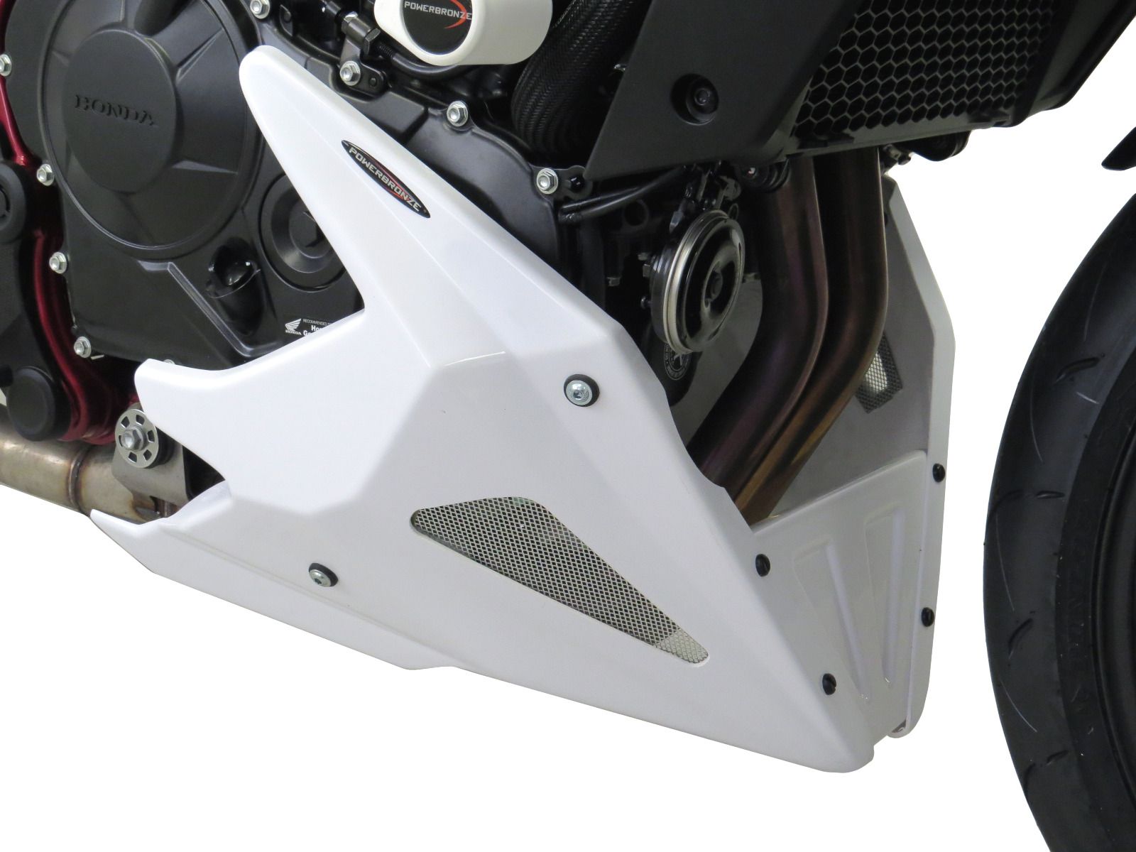 Fits Honda XL750 Transalp 2023   Belly Pan   Gloss White & Silver Mesh by powerbronze...