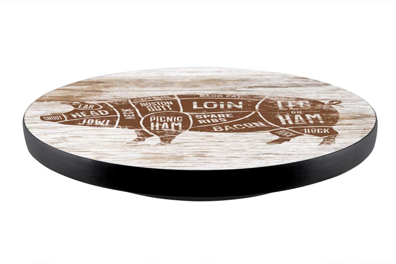 BARPRODUCTS HANDCRAFTED Lazy Susan   PORK BUTCHER DIAGRAM   3 Different Sizes   For Kitchen Table Top