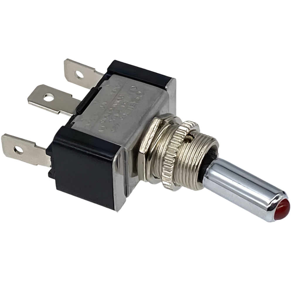 CBS LED Illuminated Chrome Toggle Switch Red