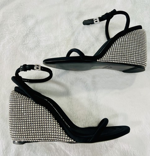 BRANDBLACK Sandali Alexander Wang Dahlia Cristallo Abbelliti Cinturino alla Caviglia Neri Zeppa EUr 36