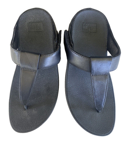 FitFlop Sandals Womens Sz 5 Adjustable Black Mina Toe Thong Flip Flops X19 090