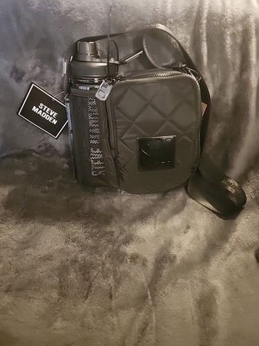 Steve Madden Bavia Crossbody Bag Water Bottle Black NEW