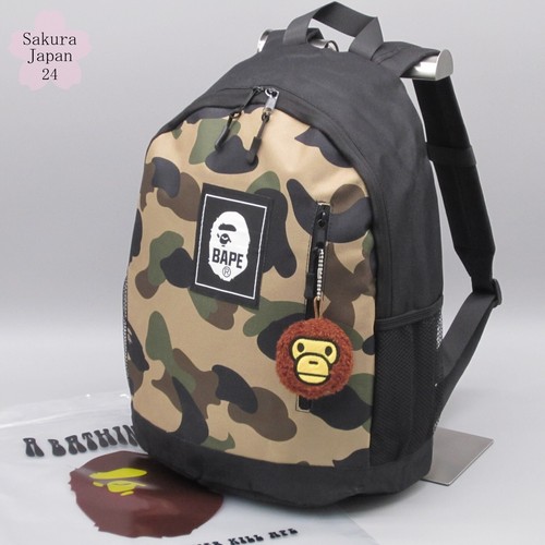 AWAY BAPE KIDS by A Bathing Ape Camo Backpack with MILO Charm 2022 SS Mag Free Gift