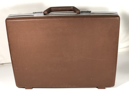 Vintage Slim Samsonite Briefcase Brown Hard Side MidCentury Attache MCM With Key