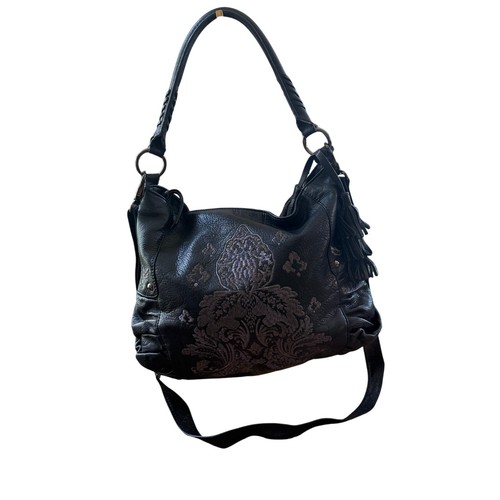AWAY Fiori by Isabella Fiore Embroidered Cross Body Handbag Leather Boho Goth