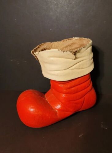 MACH & MACH Vintage Mid Century Christmas GIANT Pulp SANTA BOOT Decoration GREAT VASE SIZE