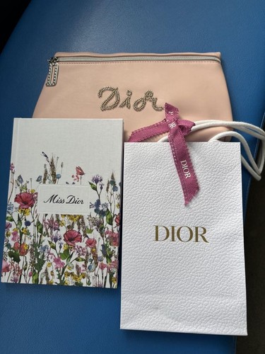 Dior Pink Pouch with Logo Embroidery Miss Dior Floral Cloth Notebook