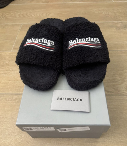 BRANDBLACK balenciaga fur slides  Women Luxury Slippers  brand Name Slides