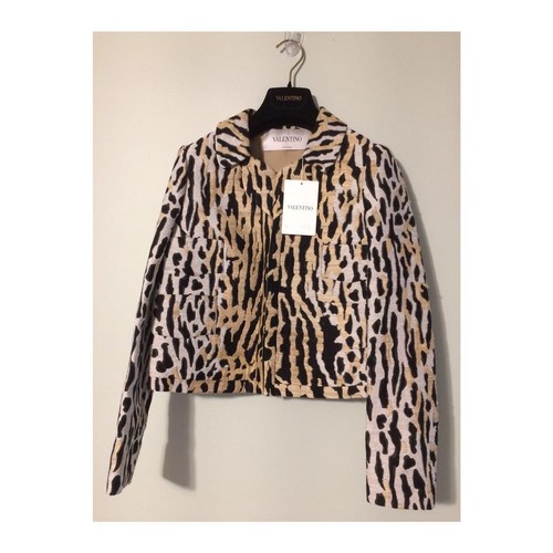Giacca Valentino misto seta cotone stampa leopardata (38IT 4US)  vendita al dettaglio $3.895 NUOVA