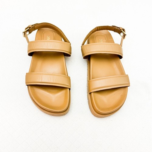 Zara Flat Low Platform Nude Double Strap Sandal Size 40