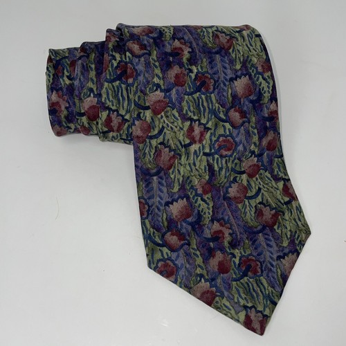 Vintage Christian Dior Mens Floral Tie 100% Silk Necktie Made USA Woven in Italy