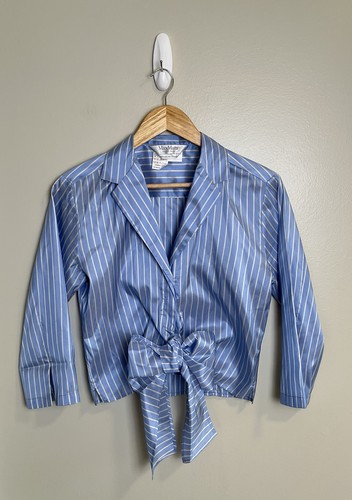 MAX Mara Puta Seta Women’s Collar Button Up Top Front Tie Bow Sz 8 Oldey