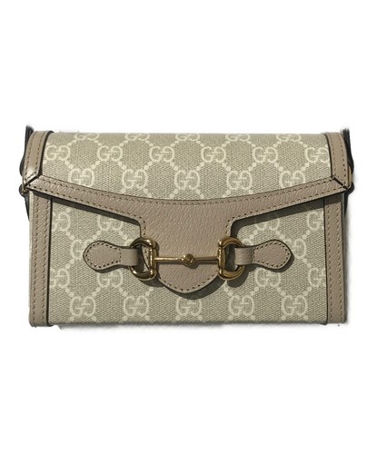 GUCCI  GG Supreme Horsebit Shoulder Bag Beige