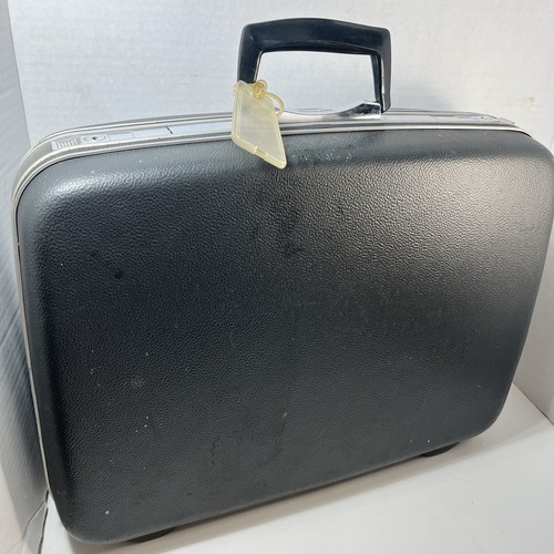 Vintage Samsonite Gray Hardshell Luggage Suitcase with Locks and Key 19x15x5