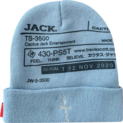 Travis Scott Cactus Jack System II Beanie Blue "White"   SKU 1945 1FW200702SIIB