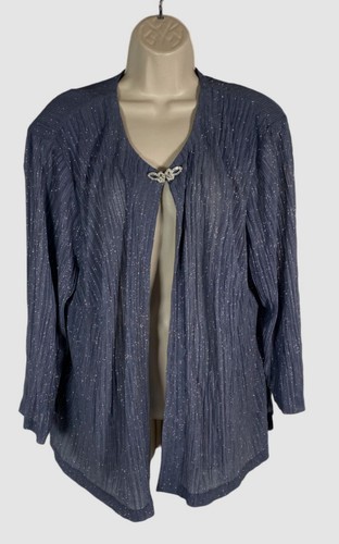 Alex Evenings Women's Gray 3 4 Sleeve Metallic Jacket Plus Size 20W