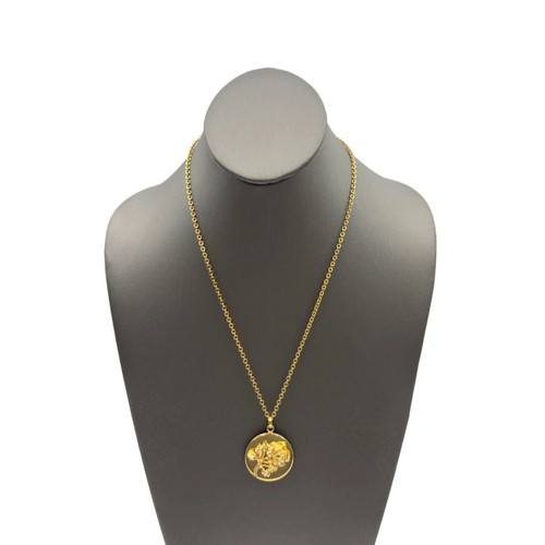 AVON Gold Tone 1886 1986 100 Year Anniversary Rose Pendant Necklace