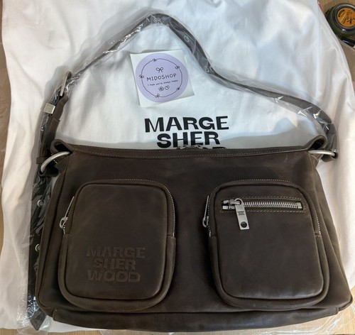 PULL & BEAR Marge Sherwood Outpocket Hobo Washed Brown Pull Up Bag Authentic Korea