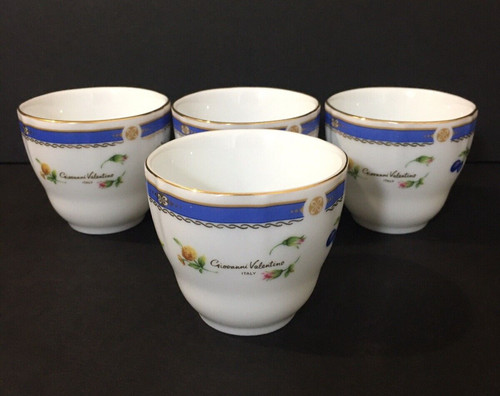 Giovanni Valentino VTG Porcelain Floral Fruit Motif Sipper Tea Cups   Set of 4