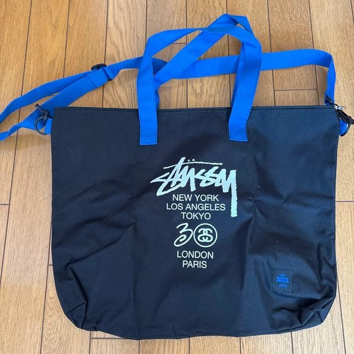 STUSSY 2Way Shoulder Bag Tote Bag Black 30th Anniversary 2010 Japan FS