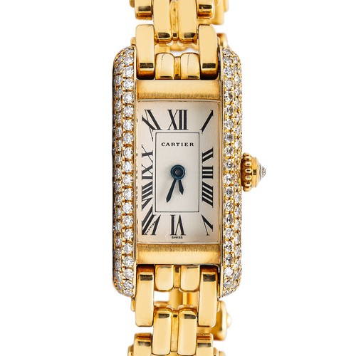 Cartier Tank Allongee 1190 W15007K3 quadrante bianco 18 carati Factory Diamond Lady 14x28 mm