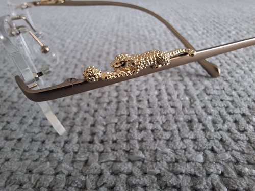 CARTIER GLASSES Mcknight Cartier Rimless Eyeglasses Panther LUX Col 04 Matte G 53 17