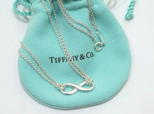 Tiffany & Co. Sterling Silver Infinity Pendant Double chain Necklace