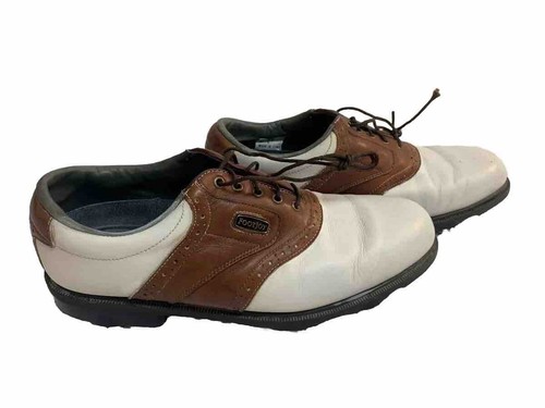 FootJoy DryJoys Mens 53733 Tour Golf Shoes 9.5 M White  Brown