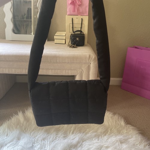 H&M Cassette Flap Bag Tech Padded Puffer Nylon Quilted Puffy Black Small Rare